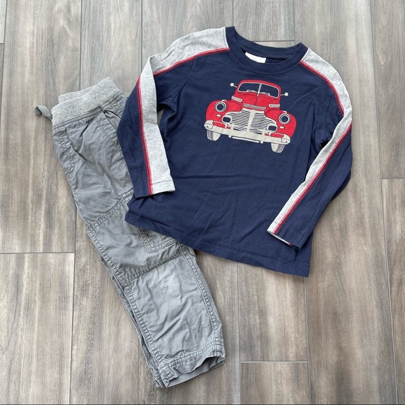 VGUC Hanna Andersson Truck Shirt & Pants Set 4 yr